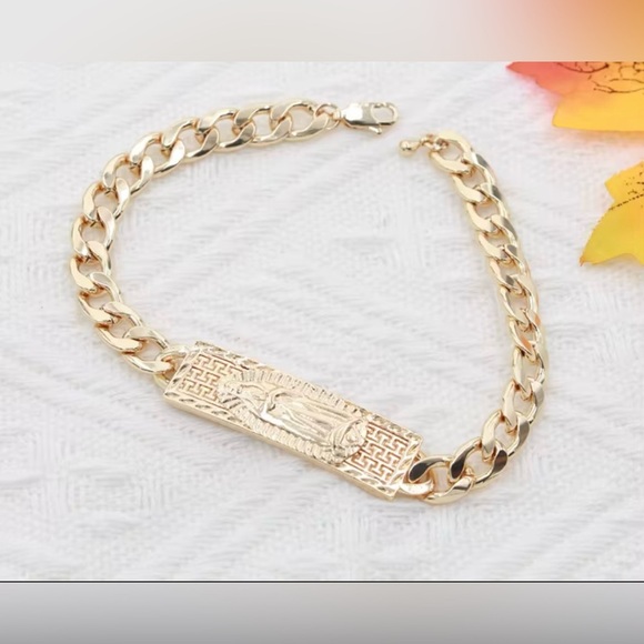 Jewelry - 14k Gold plated Chain Bracelet Virgen of Guadalupe
